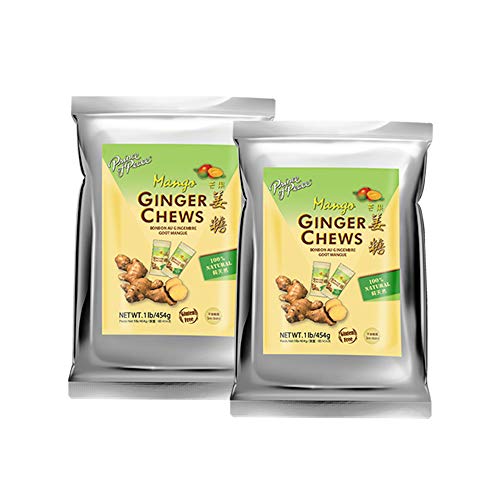 Prince Of Peace Ginger Chews With Mango, 1 Lb. – Candied Ginger – Mango Candy – Mango Ginger Chews – Natural Candy – 2 Pack