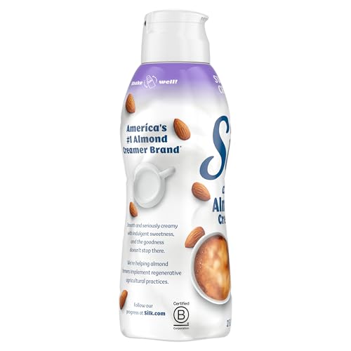 Silk Almond Creamer, Sweet and Creamy, Smooth, Lusciously Creamy Dairy Free and Gluten Free Creamer From the No. 1 Brand of Plan