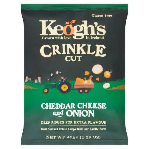 Keoghs Crinkle Cut Cheese & Red Onion Irish Chips, 3 bag pack, 50g per bag