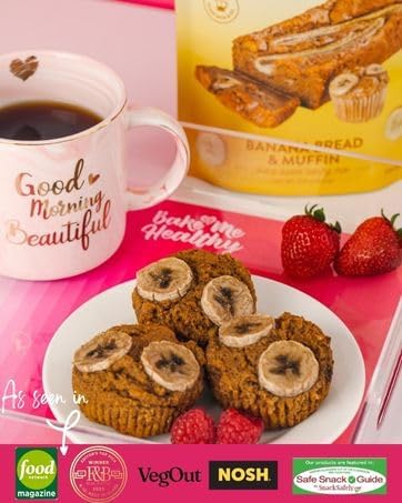 Bake Me Healthy - Gluten & Dairy Free Banana Bread & Muffins Baking Mix, Vegan, Non-GMO, 65% Lower Sugar, Allergy-Friendly, Plan