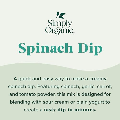 Simply Organic Spinach Dip Mix, Organic, 1.41 Ounce (Pack of 12)