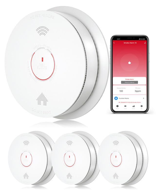 Siterwell Smart Smoke And Carbon Monoxide Detector, 2.4G Wifi Smoke Detector With Auto-Check, Wifi Smoke Detector And Carbon Mon