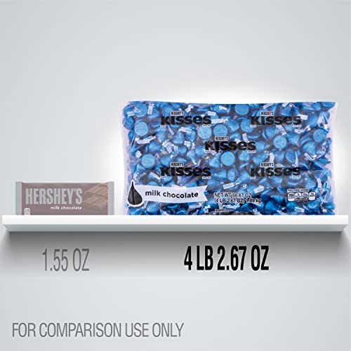HERSHEYS KISSES Milk Chocolate Dark Blue Foil, Candy Bulk Bag, 66.67 oz
