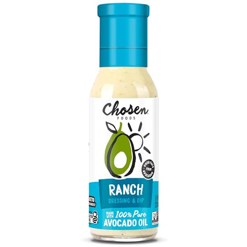 Chosen Foods Avocado Oil-Based Ranch Salad Dressing and Marinade, Keto Diet Friendly, Gluten & Dairy Free, Low-Carb Sauce (8 oz)