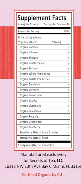 Secrets Of Tea Organic Pms Tea, 20 Tea Bags, 1.41 Oz