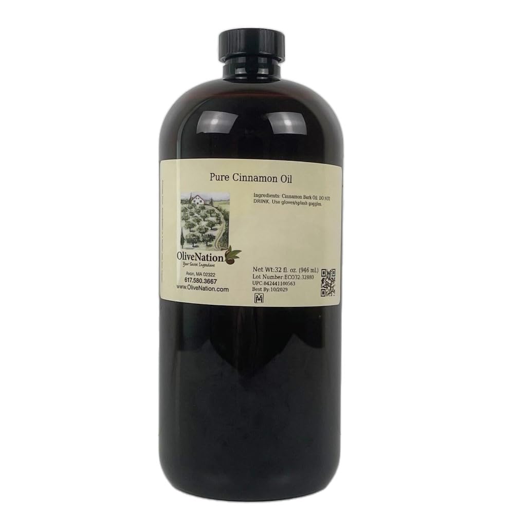Olivenation Pure Cinnamon Oil - Food Grade Cinnamon Bark Oil For Baking Candy Chocolates Beverages 32 Fl Oz