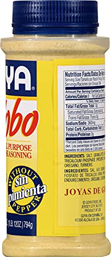 Adobo All Purpose Seasoning Without Pepper By Goya, Poultry, Seafood, Meat, And Vegetable Seasoning, Fat Free And Calorie Free Latin Spice Blend, Mexican Seasoning, 28Oz. Bottle