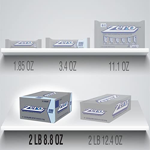 Zero White Fudge, Caramel, Peanut And Almond Nougat King Size Candy, Bulk Individually Wrapped, 3.4 Oz Bars (12 Count)