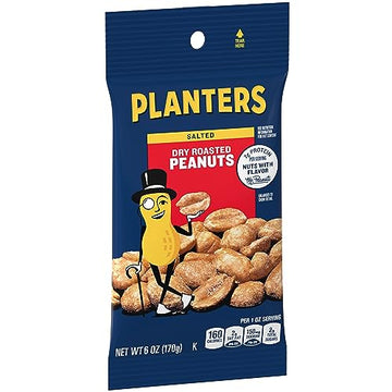 Planters Dry Roasted Peanuts, 6 Oz Bag (Pack Of 12)