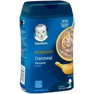 Gerber Cereal for Baby 2nd Foods Cereal, Probiotic Oatmeal Banana, Made with Whole Grains, Real Fruit & Probiotics, 8-Ounce Cani