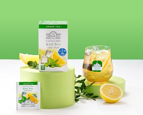 Ahmad Tea Green Tea, Cold Brew Lemon And Mint Teabags, Iced Tea, 20 Ct (Pack Of 1) - Caffeinated And Sugar-Free