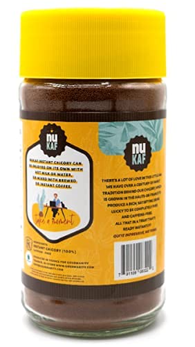 Nukaf By Gourmanity Instant Chicory Coffee Alternative, Brews Like Regular Coffee, All Natural 100% Chicory Root Powder, Great F