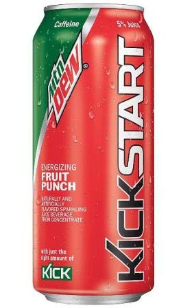 Kickstart Energy Drink Variety - Fruit Punch, Black Cherry, Orange Citrus, Pineapple Orange Mango 16 Fl Oz (Pack Of 16)