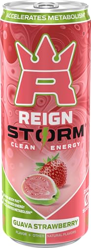 REIGN Storm Guava Strawberry Fitness & Wellness Energy Drink 12 Fl Oz (Pack of 12)