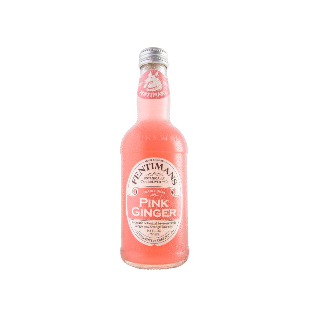 Fentimans Sparkling Pink Ginger Drink - Non-Alcoholic Ginger Beer, 9.3 Fl Oz, Pack of 12, No Artificial Sweeteners or Preservatives