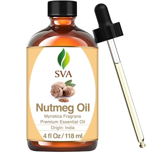 Sva Nutmeg Essential Oil 4Oz (118 Ml) Premium Essential Oil With Dropper For Skincare, Body Massage, Diffuser, Aromatherapy & Ha