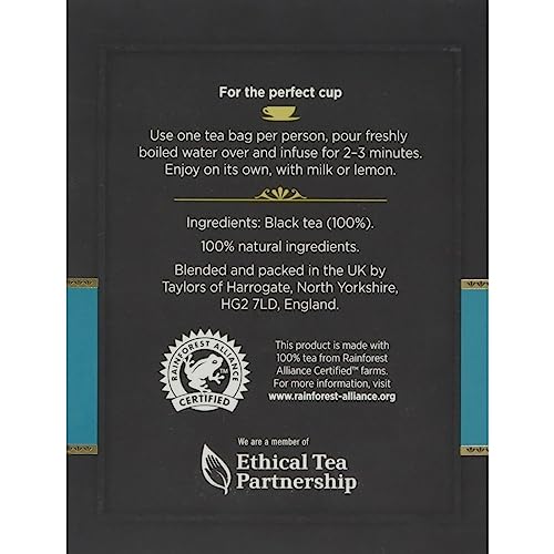 Taylors of Harrogate Afternoon Darjeeling Tea, 100 Count - Premium Loose Leaf, Pack of 1, Perfect for Tea Lovers