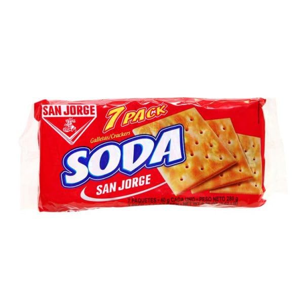 San Jorge, 7 Packets - Classic Dominican Soda Crackers - Light & Crispy - Perfect for Snacking, Soups & Cheese Boards - Pack of