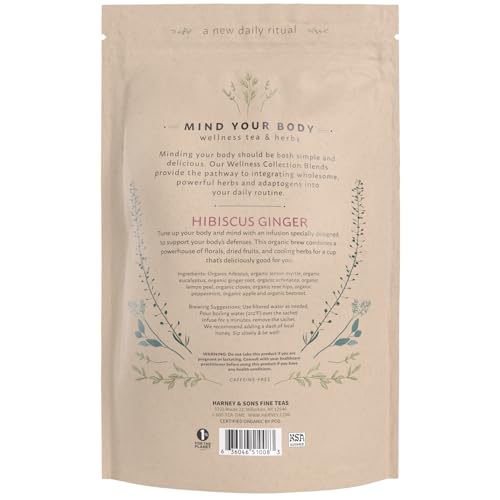 Harney & Sons Organic Hibiscus Ginger Tune-Up Tea Bag of 50 sachets 50 Count