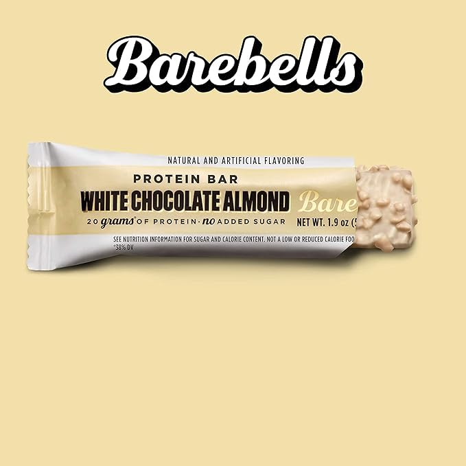 Barebells Protein Bars White Chocolate Almond - 12 Count, Protein Snacks With 20G Of High Protein - Chocolate Protein Bar With 1