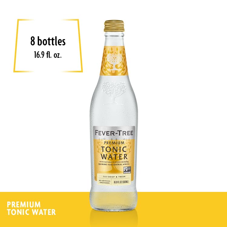 Fever-Tree Indian Tonic Water - Premium Mixer - 500 ML Bottles - Pack of 8 - Naturally Sourced Ingredients, No Artificial Sweeteners