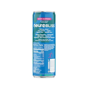 Neuro Bliss White Raspberry, 12 Fl Oz Can, Pack of 12 - Refreshing Functional Beverage for Focus and Clarity