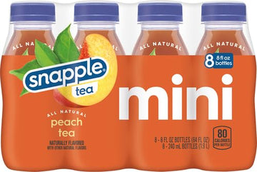 Snapple Peach Tea, 8 Fl Oz Recycled Plastic Bottle, 8 Pack