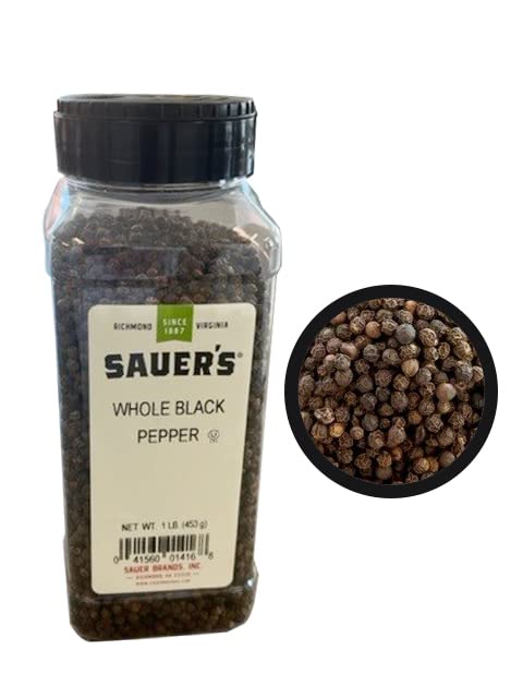 Sauers Whole Black Pepper 1 Pound Canister Foodservice