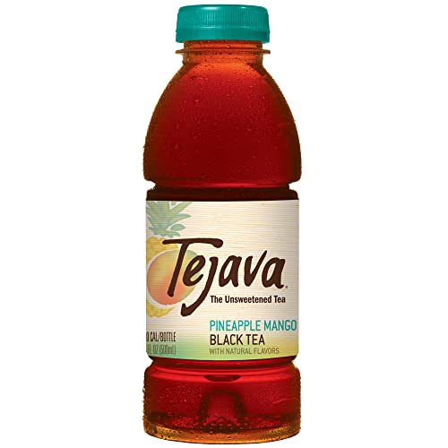 Tejava Pineapple Mango Black Iced Tea, 6 Pack, 16.9Oz Pet Bottles, Unsweetened, Non-Gmo, Kosher, No Sugar Or Sweeteners, No Calo