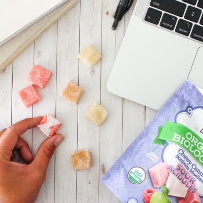 Lovely Candy Co. Organic Sour Chewy Candies, Vegan & Gluten Free, 8oz Bag (6-pack) - Natural Raspberry, Apple & Cherry Flavors