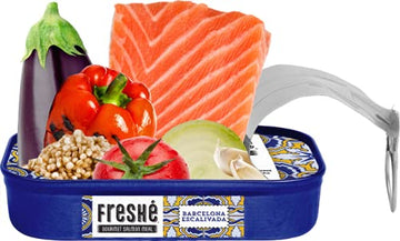 Freshé Canned Salmon Barcelona Escalivada (10 Pack) - Mediterranean Style Atlantic Salmon In Olive Oil With Lemon - Sustainably Farmed Tinned Fish (4.25Oz Cans)