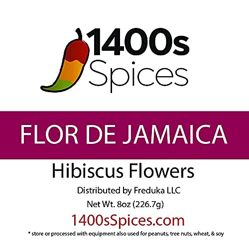 1400S SPICES Dried Hibiscus Flowers for Tea and Agua Fresca, 8oz Pack