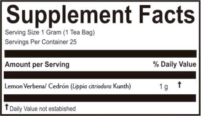 Lemon Verbena 25 Teabags Of Cedron Herbal Tea All Natural Lemon Beebrush From Peru Used To Add Lemon Flavor In Cooking Perfumes