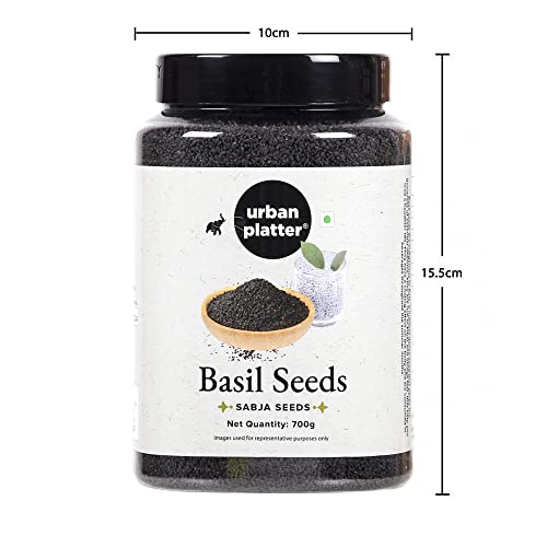 Urban Platter Basil Seeds Jar | 24.69 Oz (700G) | Tukmaria, Sabja Seeds | Rich In Fibre | Natural Cooling Superfood | Perfect For Falooda, Drinks, Smoothies & Desserts