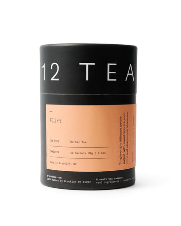 Dona single origin, premium blended teas conveniently packaged in plant-based sachets, canister of 12 sachets/teabags (Flirt)