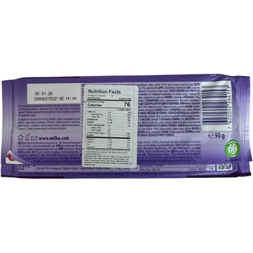 Milka Chocolate With Raisins And Nuts – 90g Snack Bar