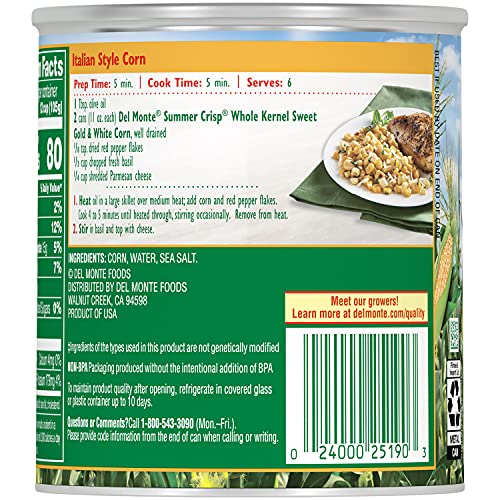 Del Monte Summer Crisp Whole Kernel Gold & White Corn, 11 Ounce