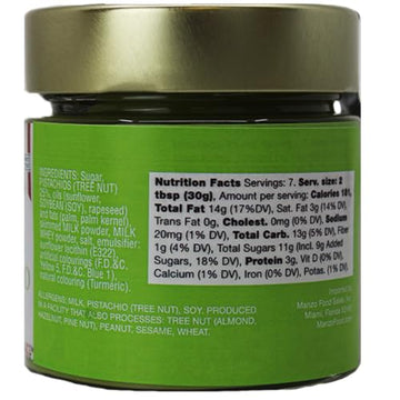 Pistachio Cream with Sea Salt, Sicilian Sweet & Salty Pistachio Spread, 7 oz (200g), Sweet Pistachio Butter, Product of Italy, L