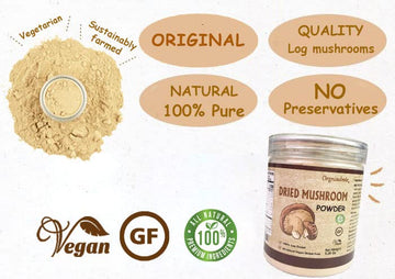 Orgnisulmte Dried Shiitake Mushrooms Powder No Additive All Natural Vegan And Gluten-Free 5.29 Oz(150G)