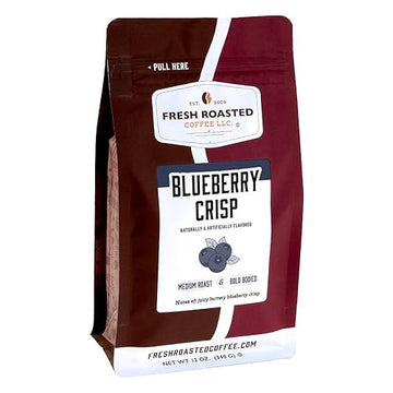 Fresh Roasted Coffee, Blueberry Crisp Flavored Coffee, 12 Oz, Medium Roast, Kosher, Whole Bean