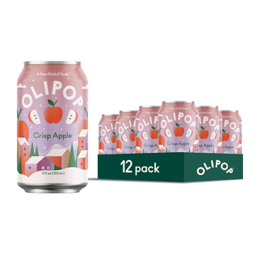 OLIPOP Prebiotic Soda Pop, Crisp Apple, A New Kind of Soda Packed with Prebiotics, Fiber, and Botanicals, Gluten Free, Vegan, GM