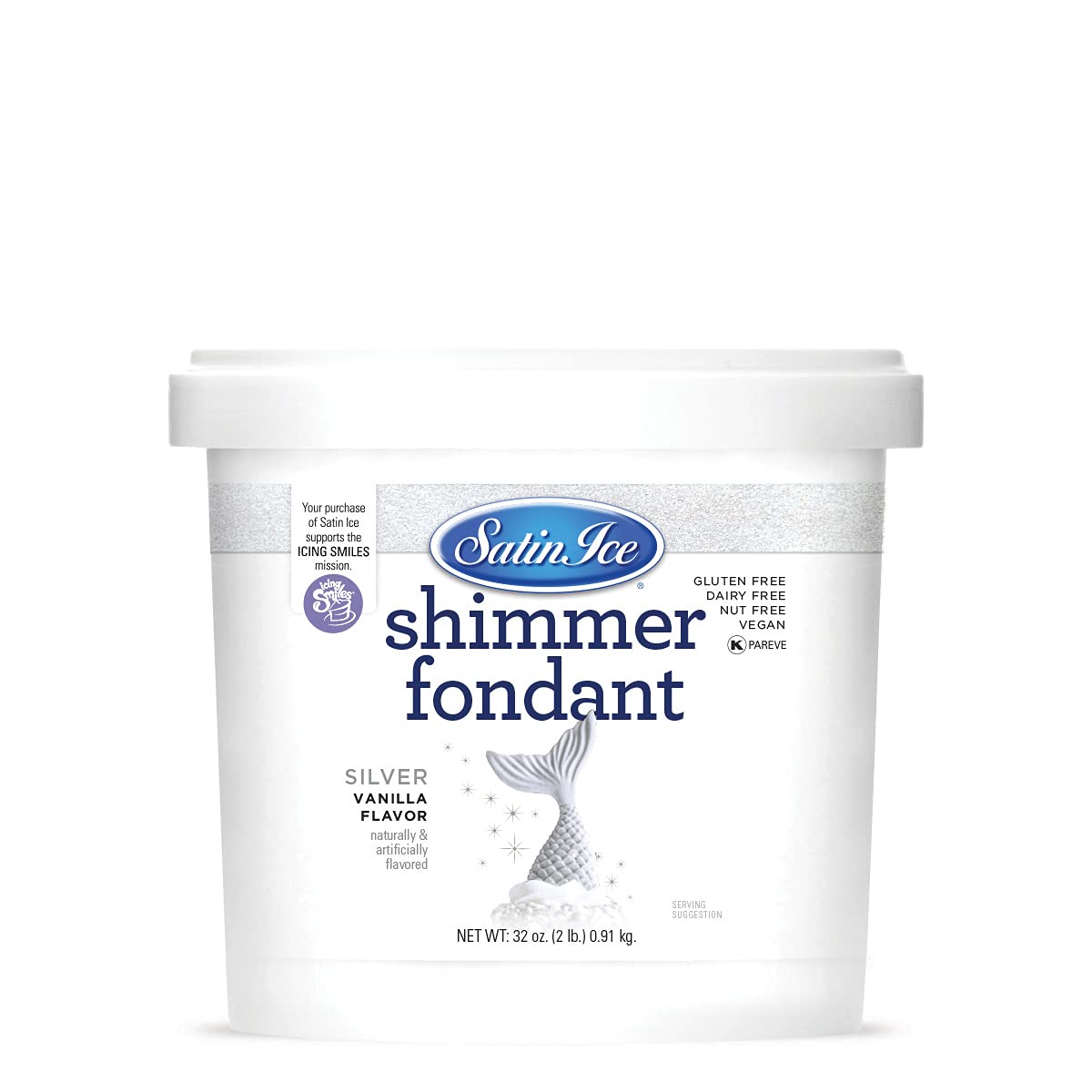 Satin Ice Silver Shimmer Fondant, Vanilla, 2 Pounds