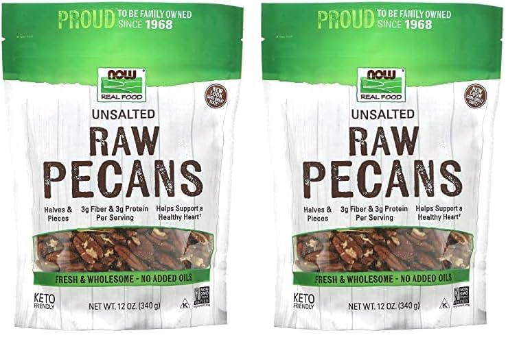Now Foods Raw Pecans, 12 Oz (Pack Of 2)