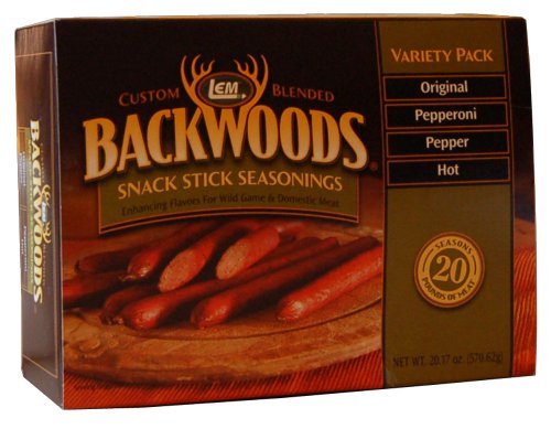 LEM Backwoods Snack Stick Seasonings Variety Pack, Original, Hot, Pepper, Pepperoni, 20.17 Ounce Package, Includes Cure Packet