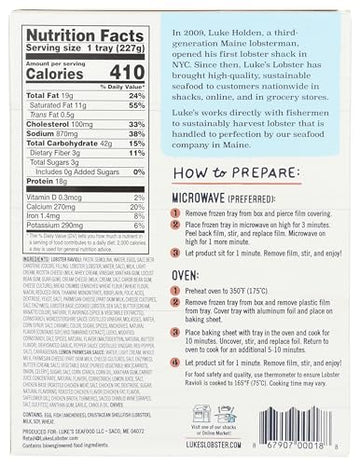 Lukes Lobster Ravioli Lobster, 8 Oz