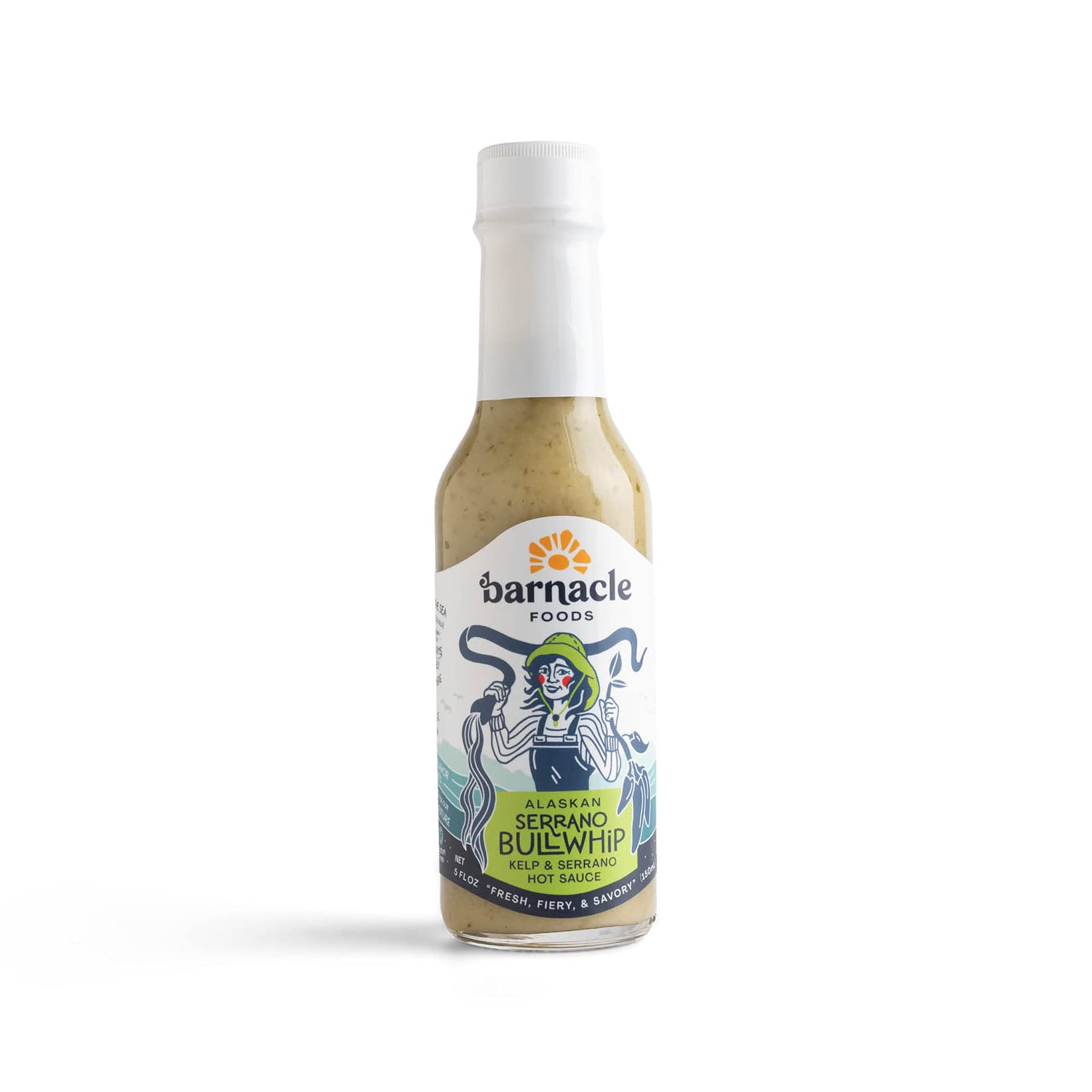 Barnacle Foods Serrano Bullwhip Kelp Hot Sauce | Kelp & Serrano Peppers | Made In Alaska | Delicious Savory Umami Flavor & Heat
