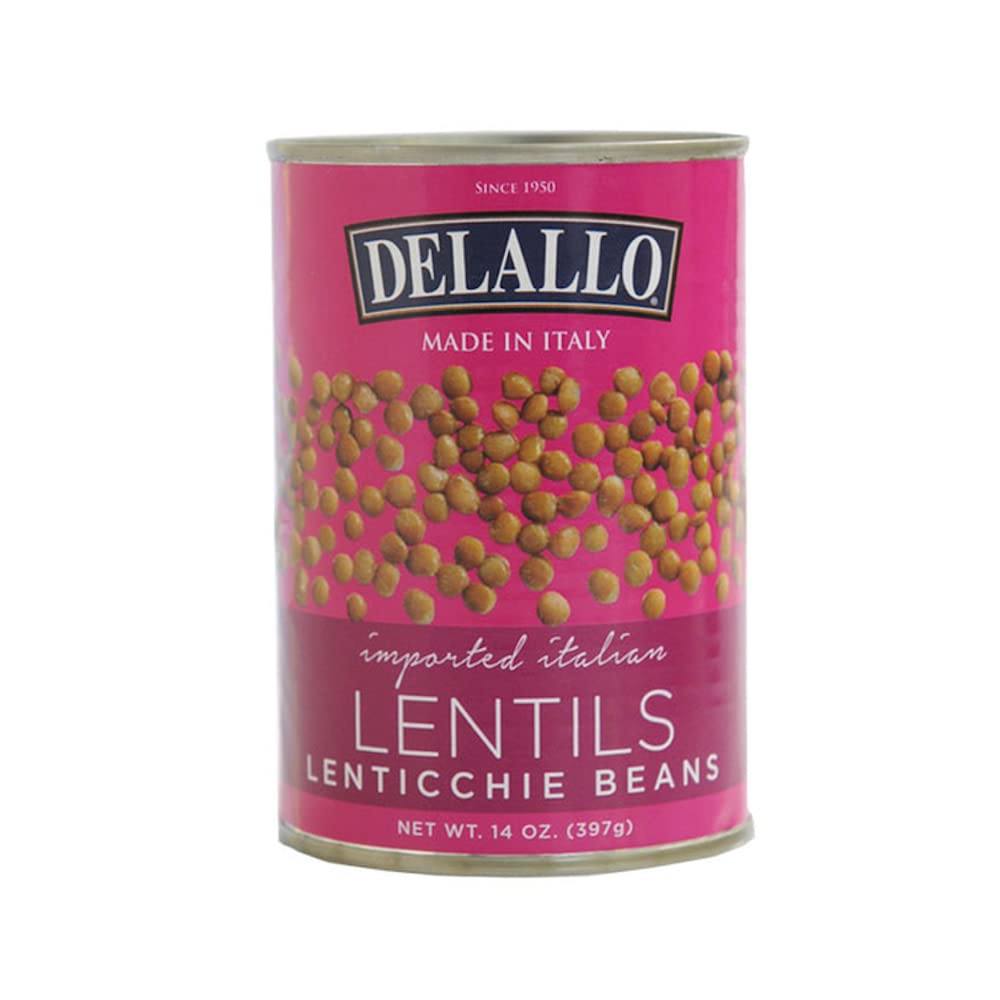 Delallo Canned Lentils, 14 Ounce Can 12-Pack, For Pastas, Soups, And Dips, Made In Italy