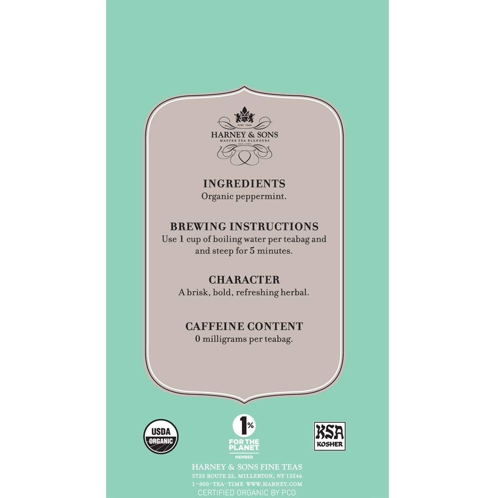 Harney & Sons Premium Organic Herbal Tea Peppermint 20 Count Pack