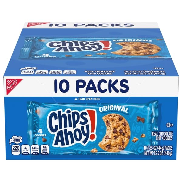 CHIPS AHOY! Original Chocolate Chip Cookies 10 Snack Packs (4 Cookies Per Pack)