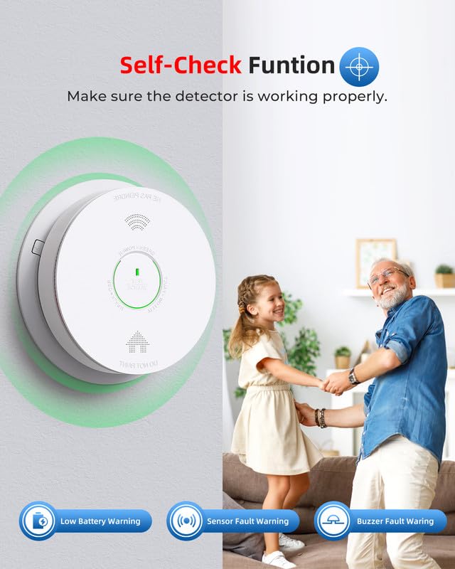 Siterwell Smart Smoke And Carbon Monoxide Detector, 2.4G Wifi Smoke Detector With Auto-Check, Wifi Smoke Detector And Carbon Mon
